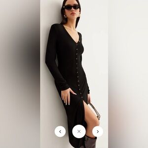 Black long sleeve midi dress